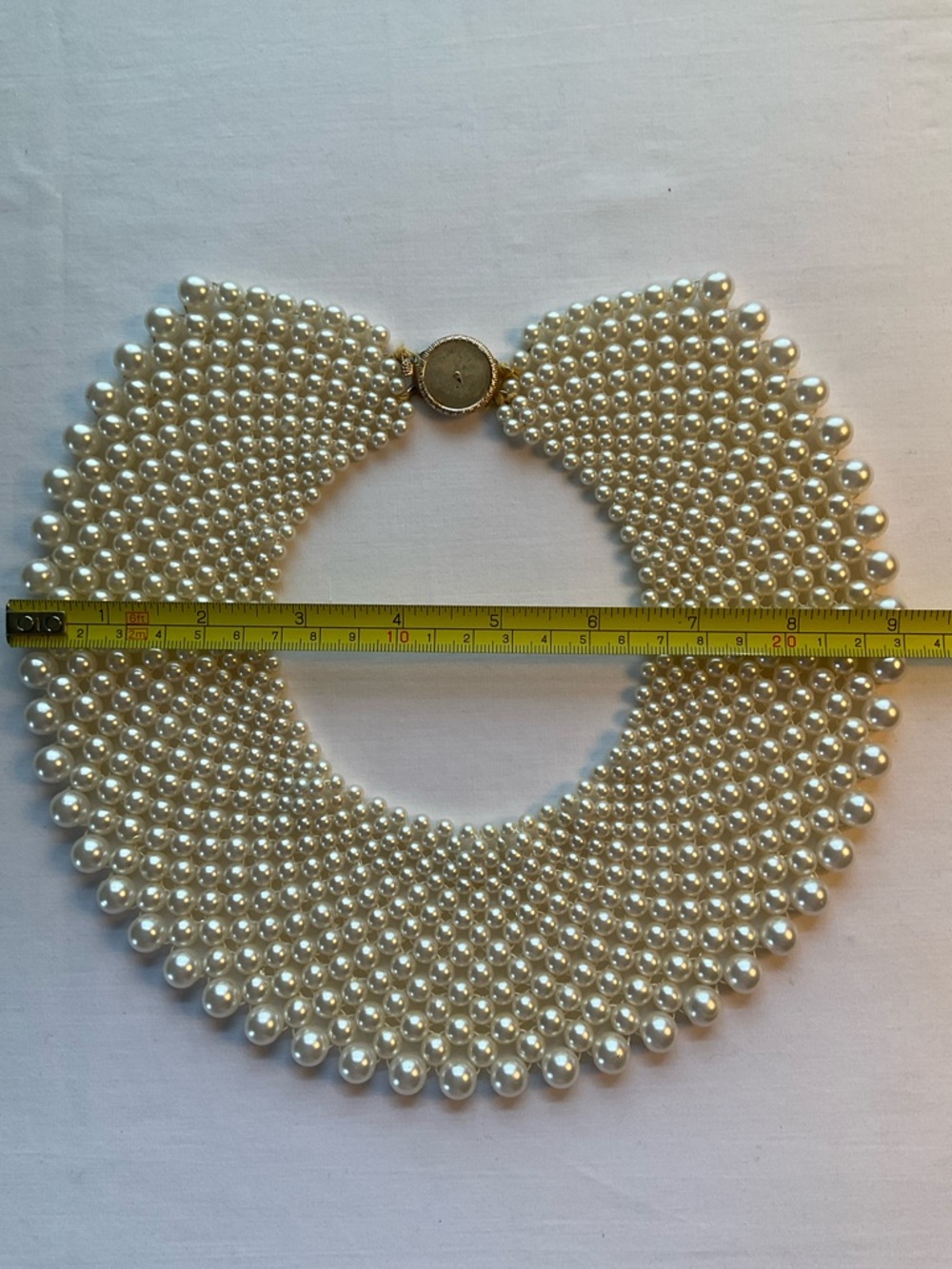 Statement Pearl Collar Necklace - Ivory Pearl Bib - Picture 3 of 9
